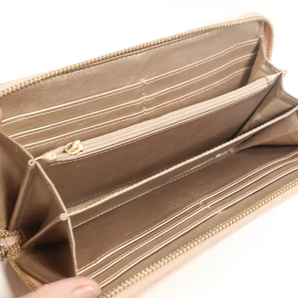 Anne Klein Pink Blush Wallet Clutch Pebbled Zip Around Accordina Cards Cash